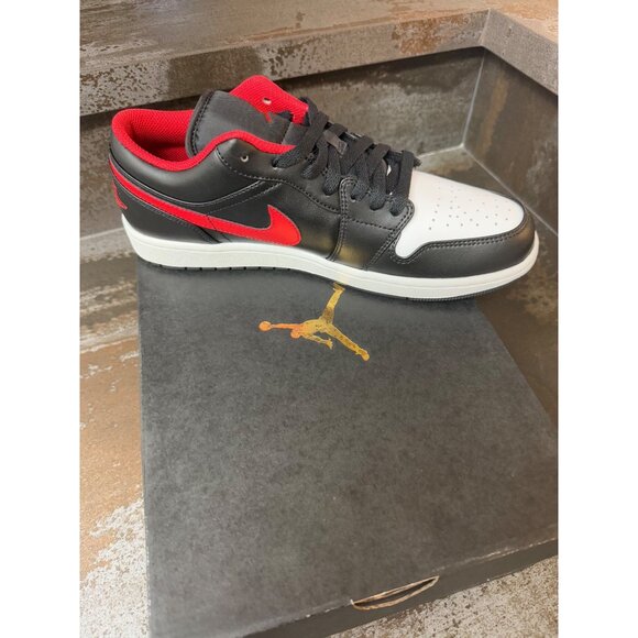 Jordan 1 Low Black Fire Red White Toe Size 10.5- 553558-063 - Picture 7 of 10